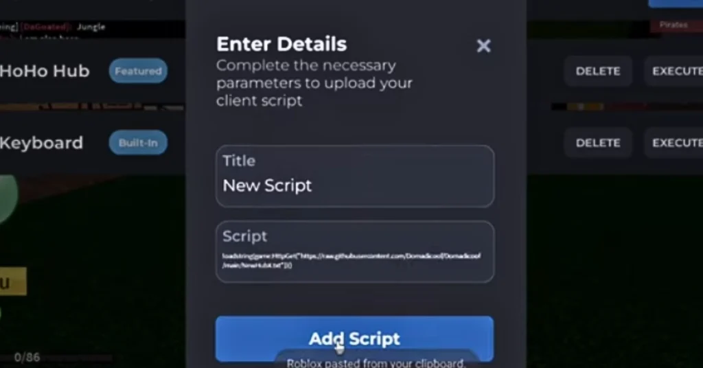 Add Script button