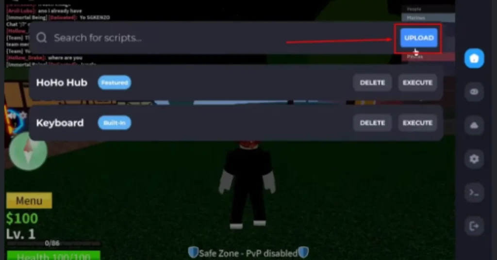 click on the upload button