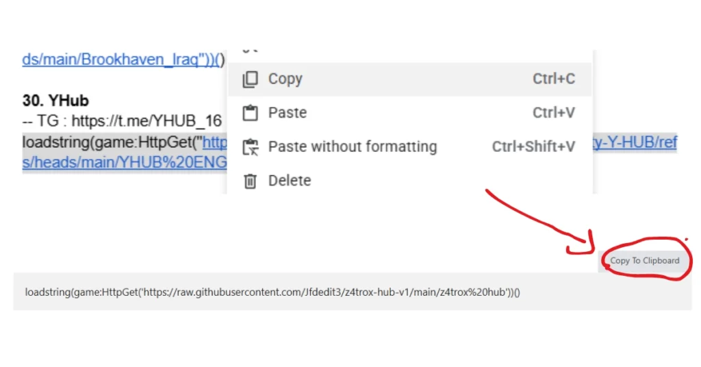 copy the Redz Hub script